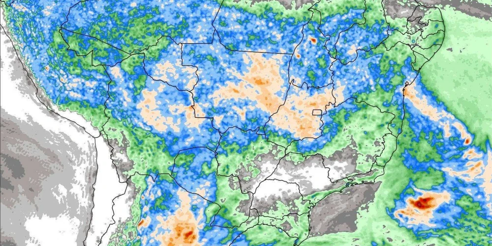 Acumulado de chuva entre 14 de outubro e 18 de outubro. 