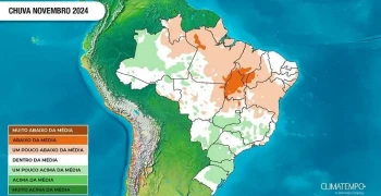 Anomalia de precipitação prevista para novembro de 2024 (Fonte: Climatempo)