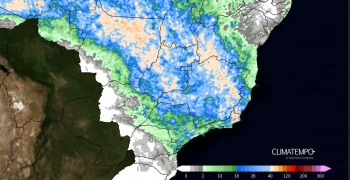 Acumulado de chuva entre 13 de novembro de 2024 e 15 de novembro de 2024. Fonte: Climatempo