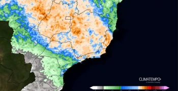 Acumulado de chuva esperado entre 14 de novembro de 2024 e 17 de novembro de 2024. Fonte: Climatempo