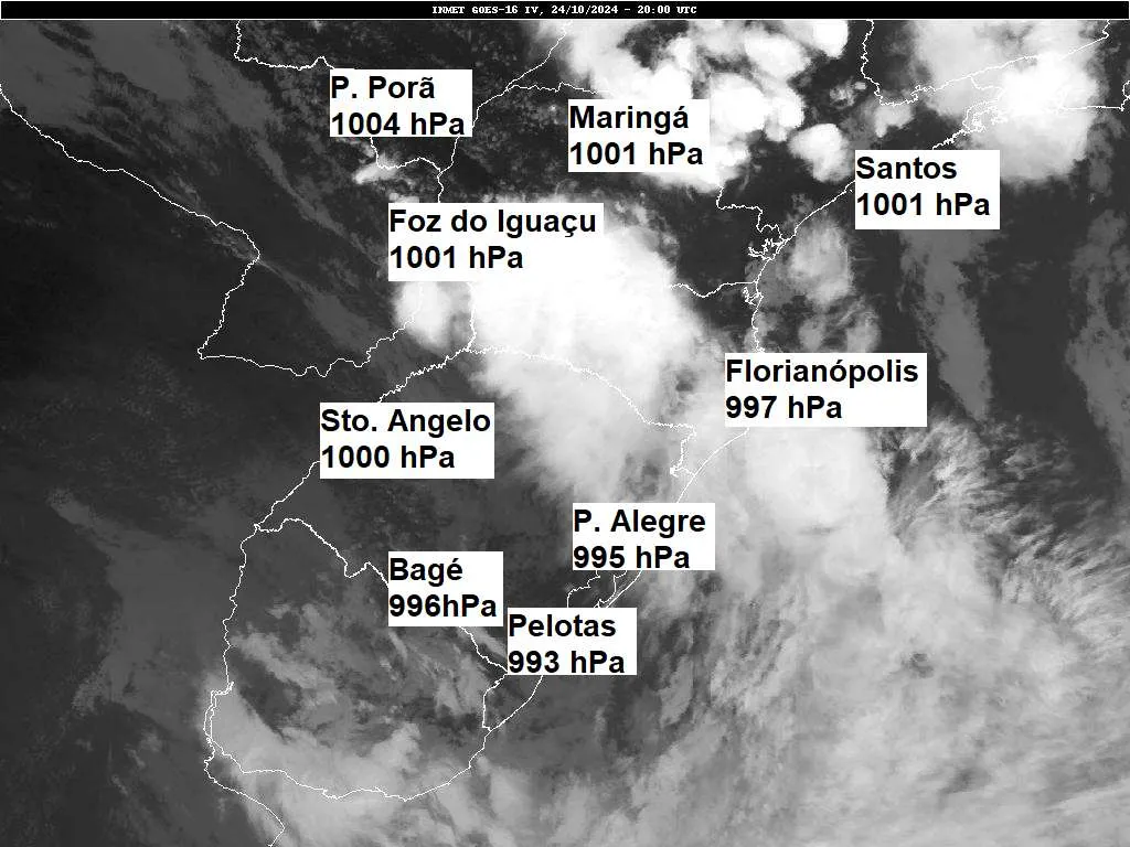 Pressão do ar aproximada às 17h (BRT) de 24/10/24 (Fonte: Aeronáutica)