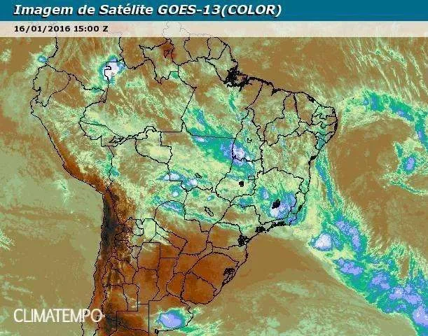 ZCAS em meados de janeiro de 2016 (Imagem Goes 16)