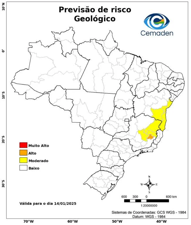 Previsão de risco geológico. Foto: CEMADEN